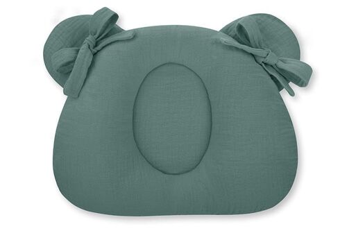 Muslin Head supporting pillow with indent Ocean_Green