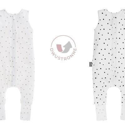 Reversible sleeping bag with legs (3-4Y) Grey Dots/Black Dots