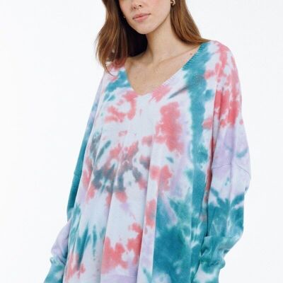 Pull léger motif TIE&DYE ROSE - PAZA