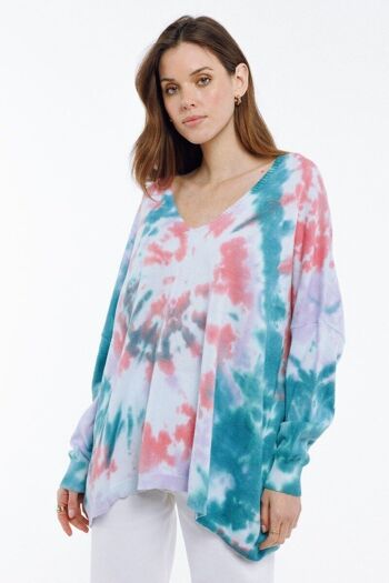 Pull léger motif TIE&DYE ROSE - PAZA 1