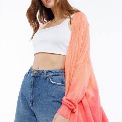 Long gradient cardigan TIE&DYE ORANGE - PAMO