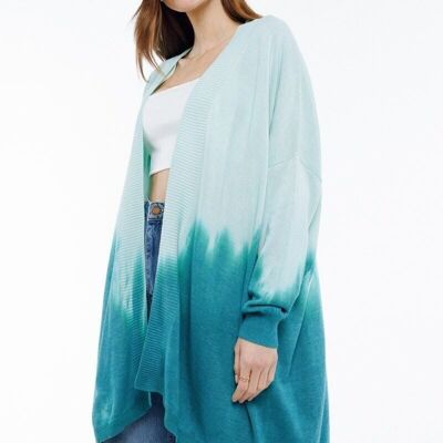 Langer Cardigan mit Farbverlauf TIE&DYE GREEN - PAMO