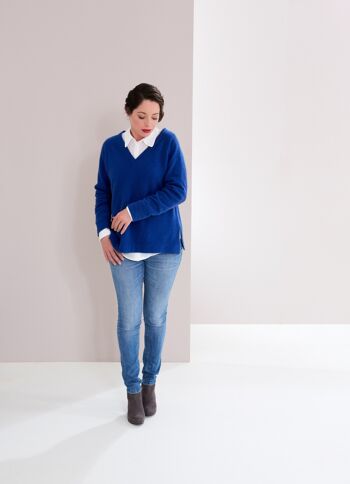 Pull col V Paula cobalt by Summit by pos.sei.mo, opossum épilé, Made in Germany, léger comme une plume, peu de boulochage, spa en cachemire,