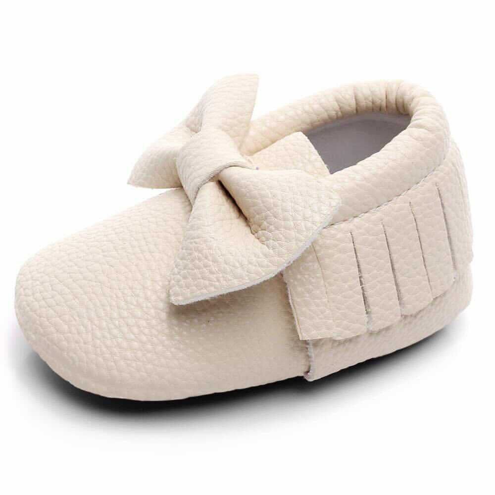 Buy wholesale Bow Mocs - OFF WHITE - 12-18 MONTHS (RUBBER SOLE