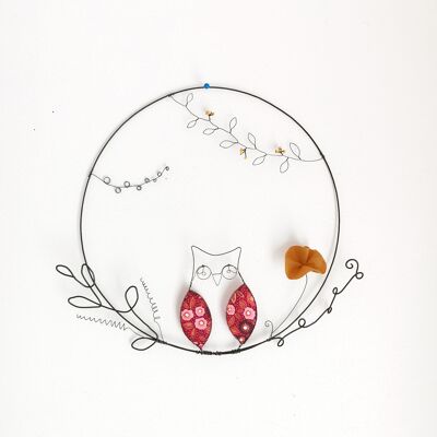 "Flowering Owl" wire wall decoration
