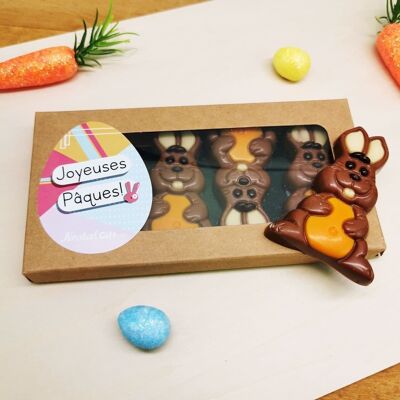 Little standing milk chocolate bunnies - Happy Easter x4