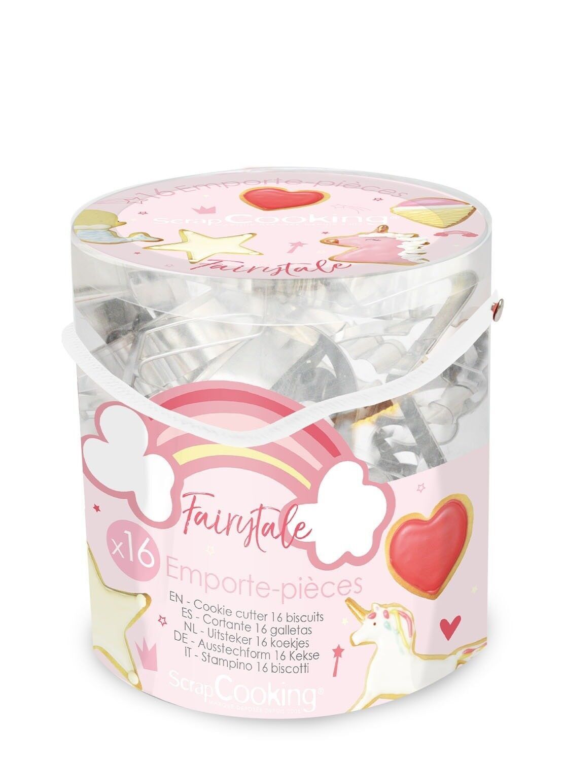 Secchiello da 16 tagliabiscotti in acciaio - "fiaba"