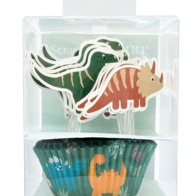 24 cajas + 24 cake toppers "dino"