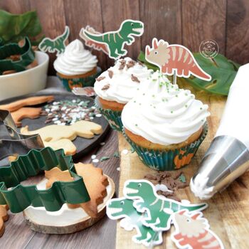 24 caissettes + 24 cake toppers "dino" 2