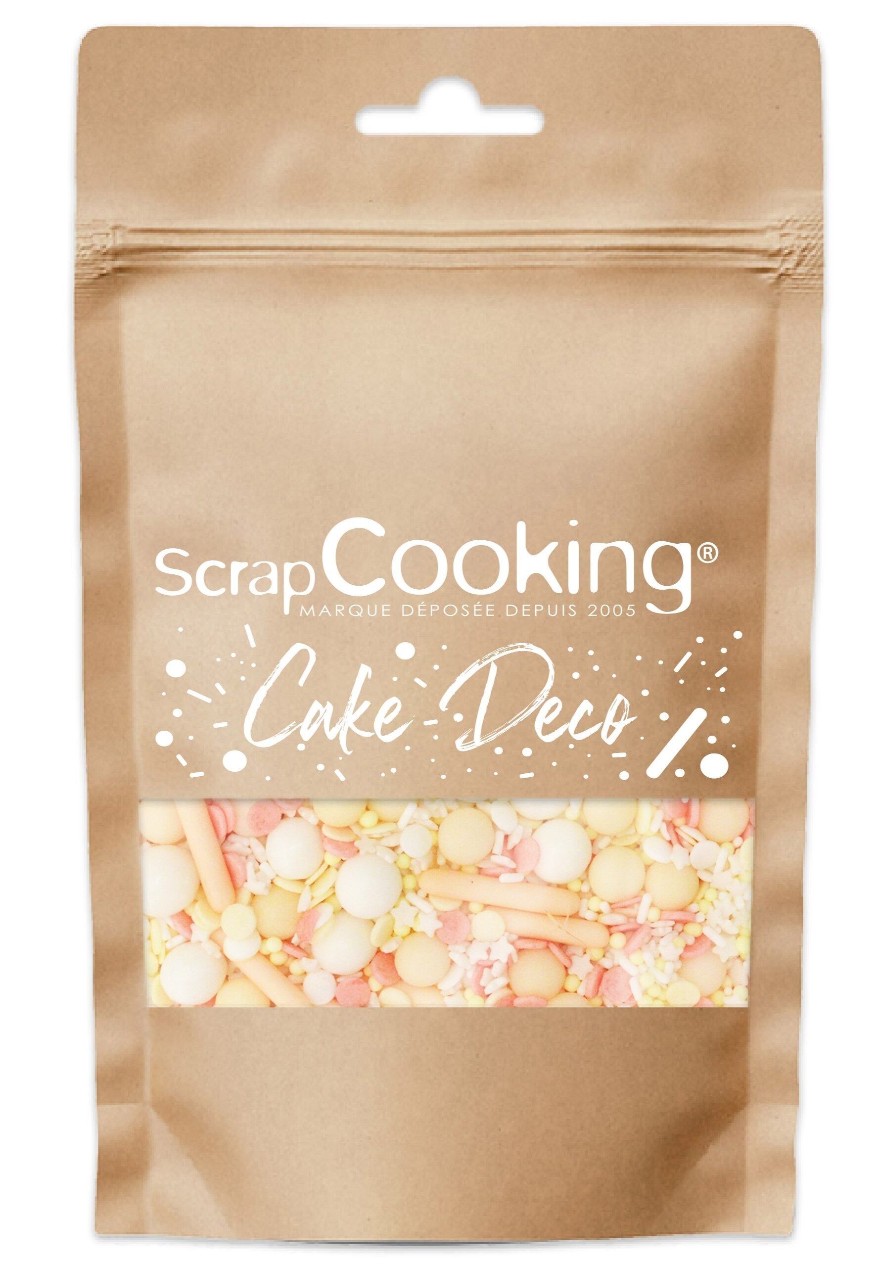 Jar of sweet decorations mix rods peach 70g