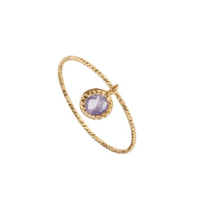 Ring with gold-plated amethyst pendant