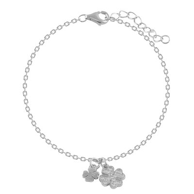 Silver and zircons bracelet with clover