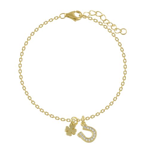 Pulsera de plata y circonitas bañada en oro