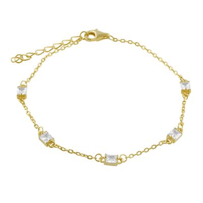 Pulsera baño oro 18k con circonitas rectangulares