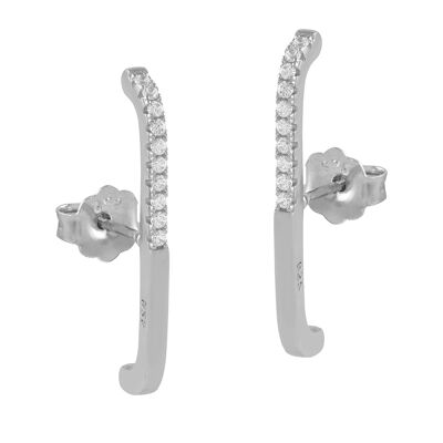 Climber-style silver and zircon earrings
