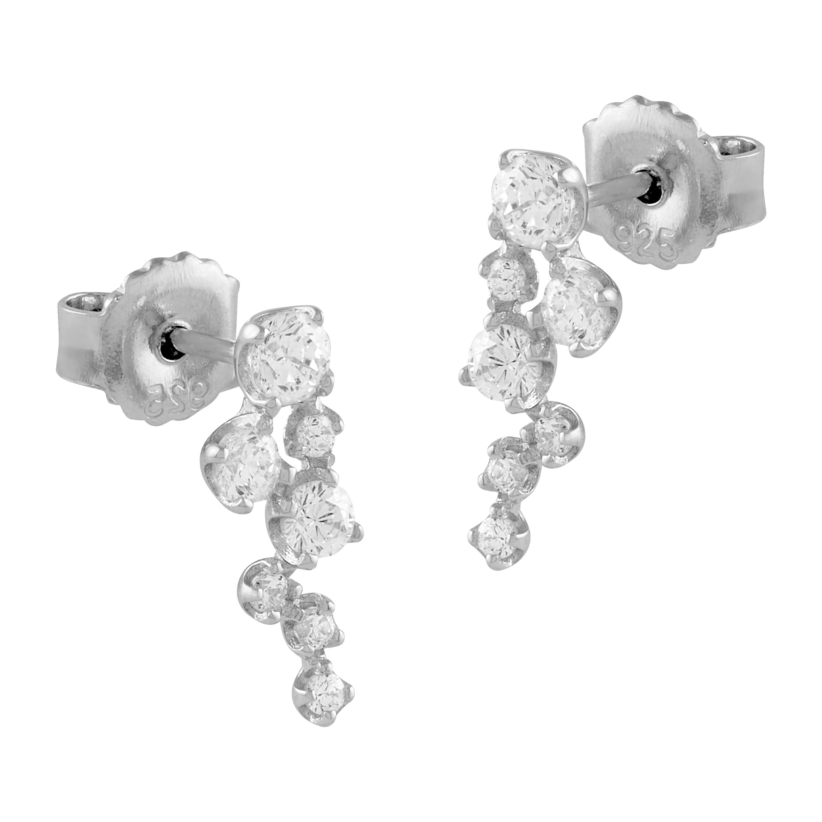 Orecchini in argento e zirconi a grappolo