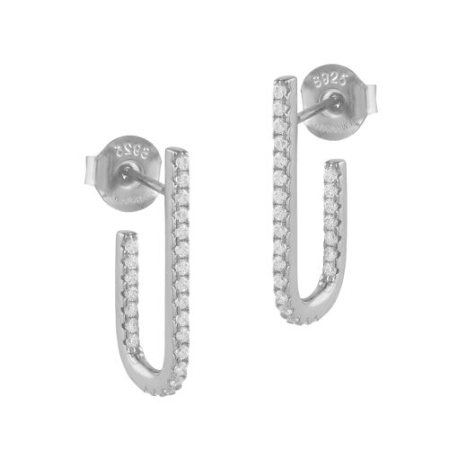 Pendientes de plata y circonitas en forma de "U"