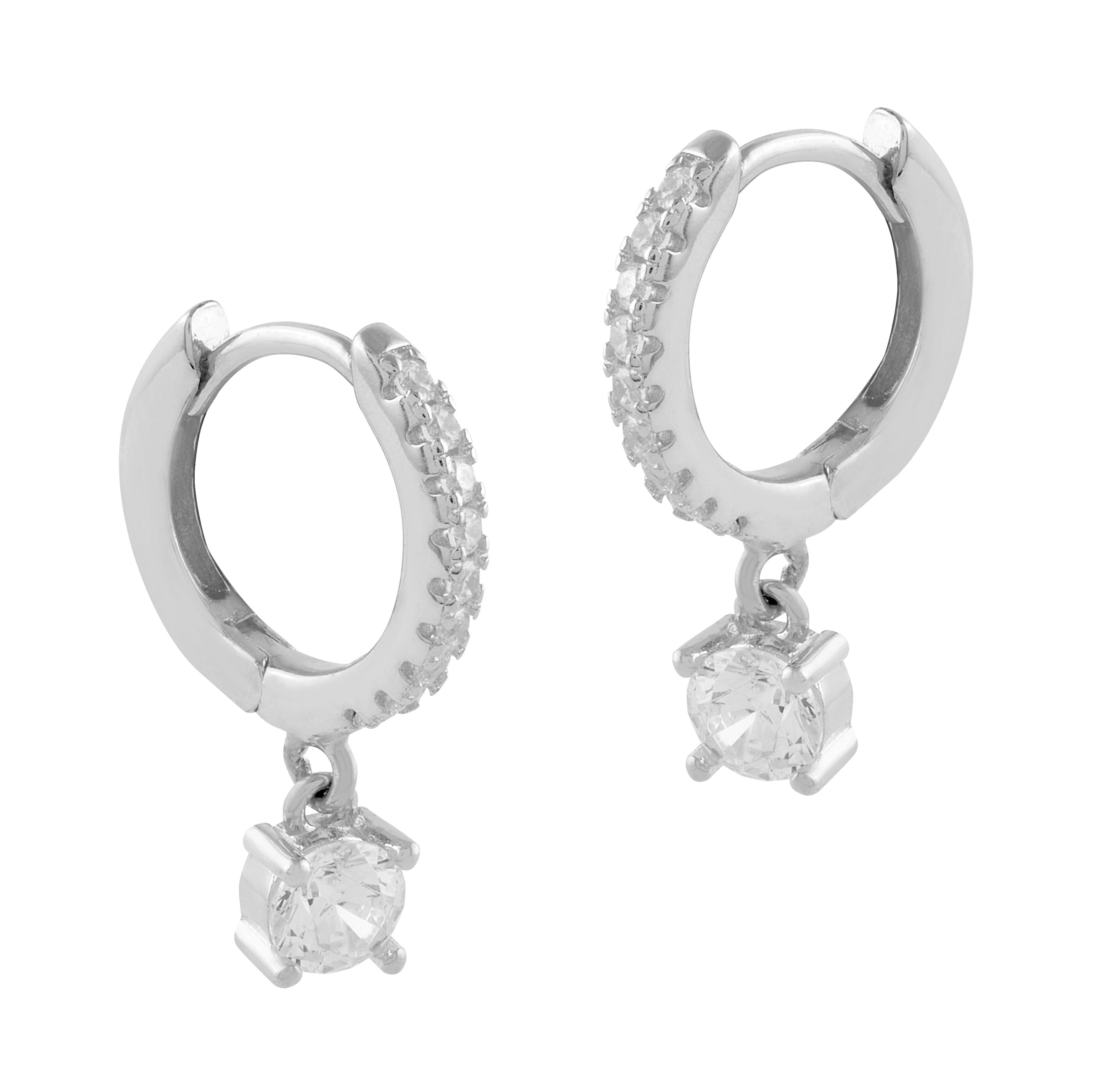 Orecchini in argento e zirconi con pendente