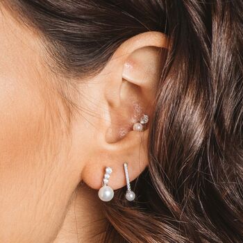 Boucles d'oreilles en argent avec zircone et perle 2