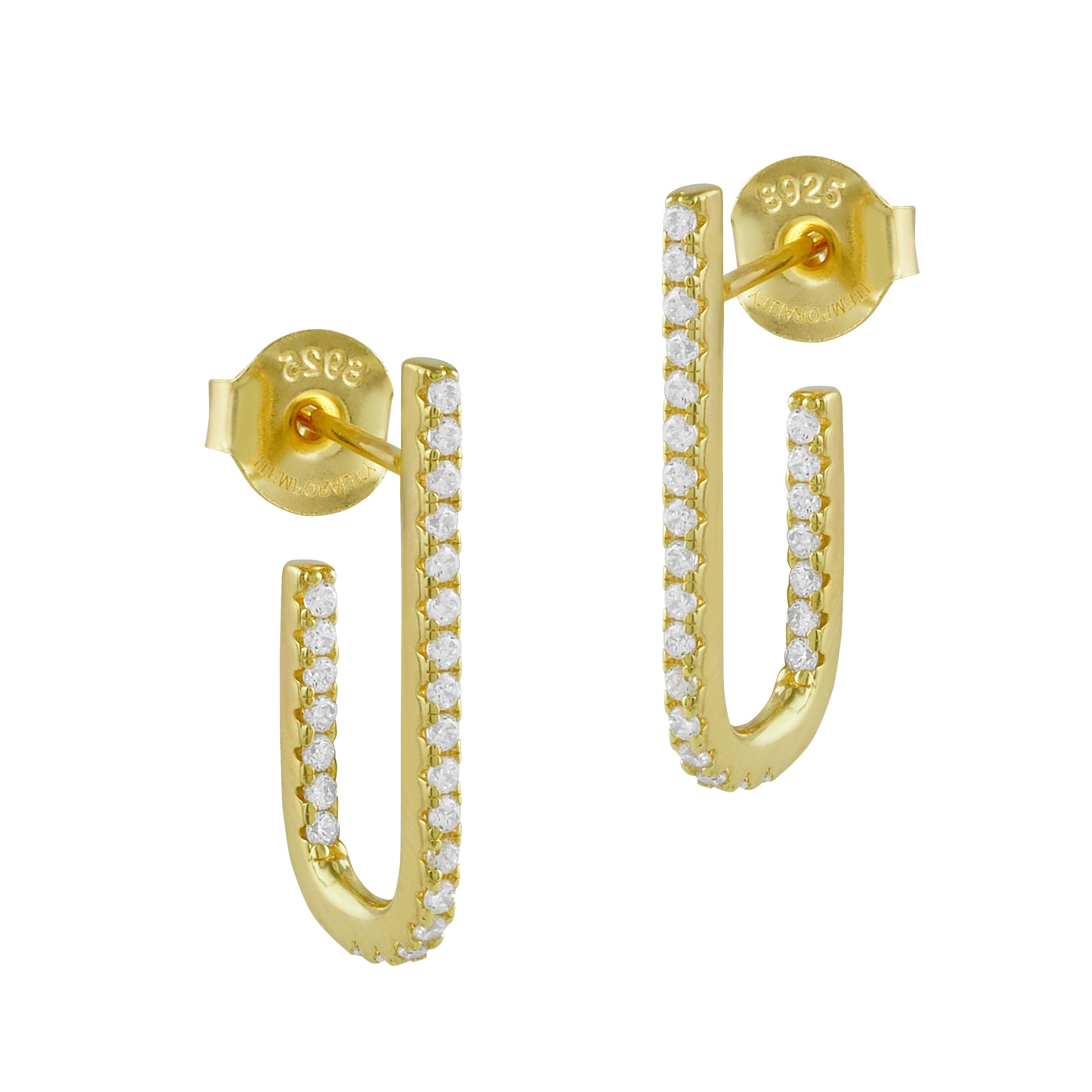 Orecchini placcati oro 18k e zirconi a forma di U
