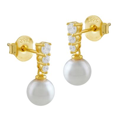 Boucles d'oreilles en argent plaqué or avec perle