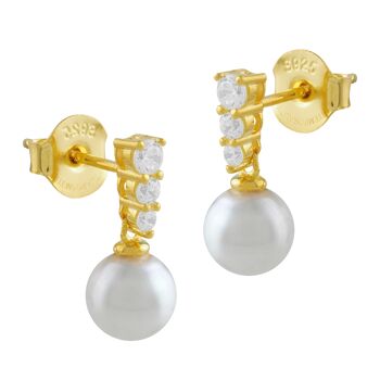 Boucles d'oreilles en argent plaqué or avec perle 1