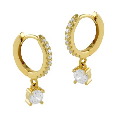 Silver and gold earrings with zircons