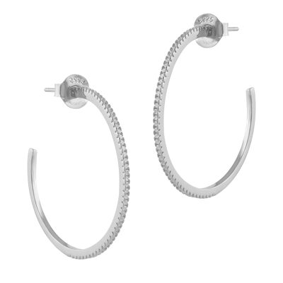 Large silver and zircon hoop earrings