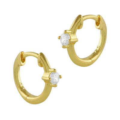 Silver and gold creole earrings with zircons