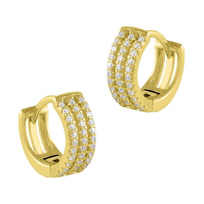 Gold creole earrings with white zircons