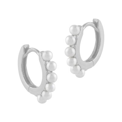 Boucles d'oreilles créoles argent et perles