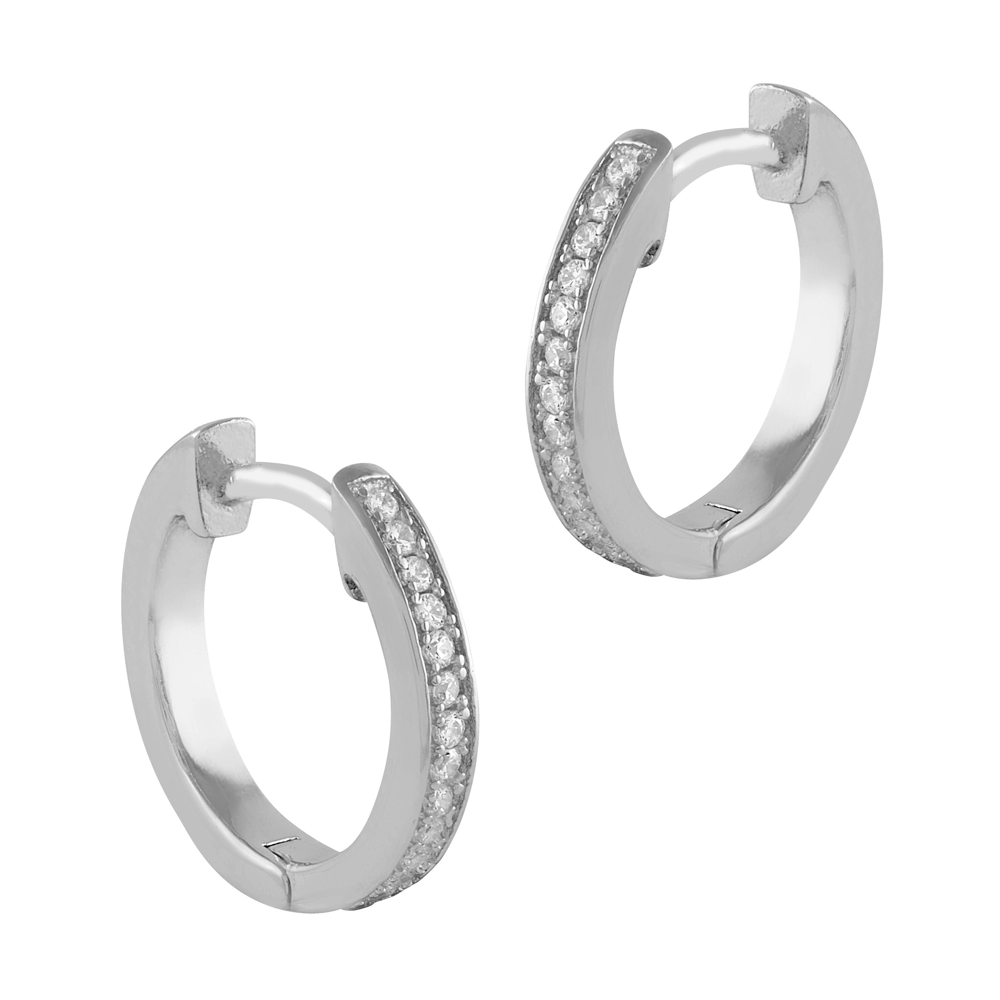 Orecchini creoli in argento e zirconi a binario