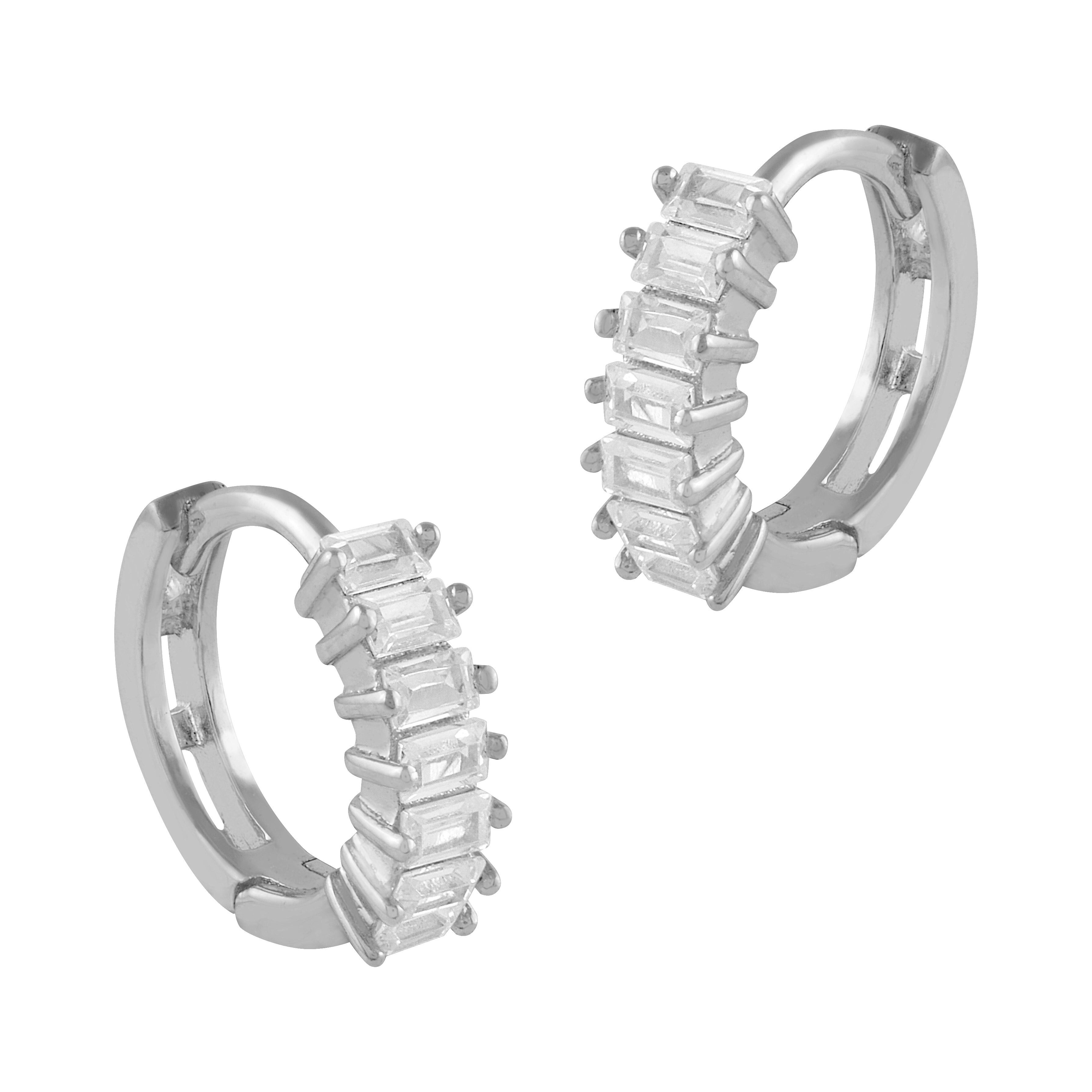 Orecchini in argento e zirconi rettangolari