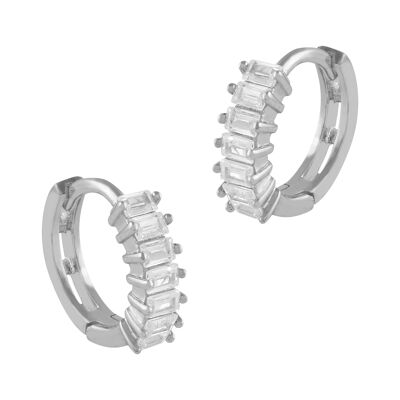 Silver earrings and rectangular zircons