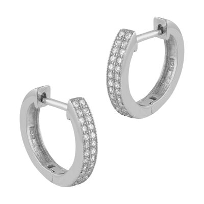 Boucles d'oreilles créoles argent et petits zircons