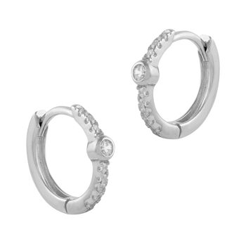 Boucles d'oreilles créoles argent et zircons 1