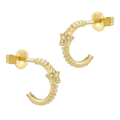 Creole earrings gold plated 18k zircon star