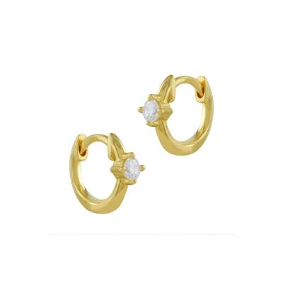 Creole earrings in gold-plated silver and zircons with four-claw zirconia
