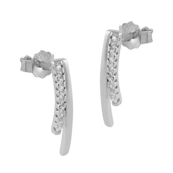 Boucles d'oreilles allongées en argent et zircons 1