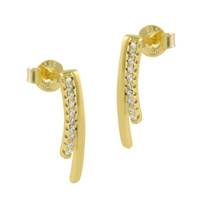Gold-plated silver and zircon earrings