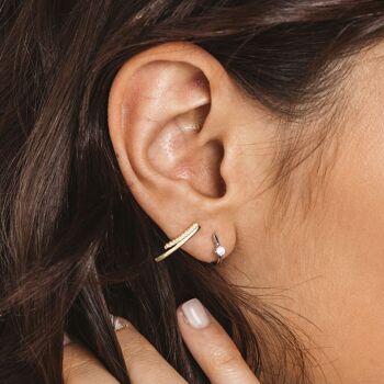 Boucles d'oreilles en argent plaqué or et zircons 3