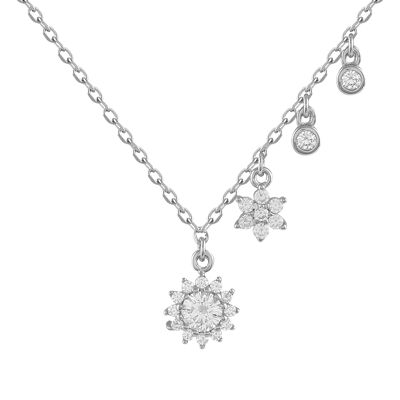 Silver and zircon universe necklace