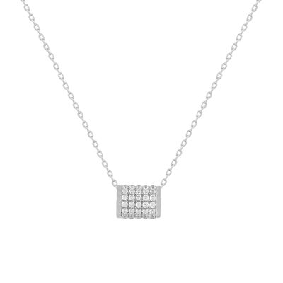 Silberne Halskette mit zylinderförmigem Zirkonanhänger