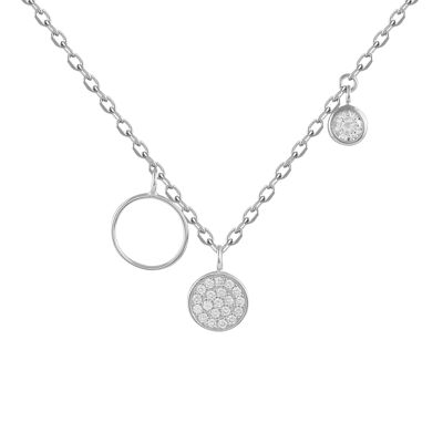 Silver necklace and zircons circles