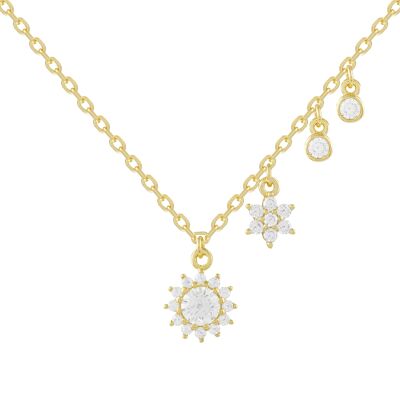 Gold plated silver and zircons necklace