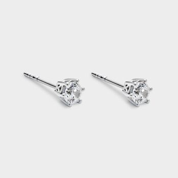 Boucles d'oreilles en argent avec zircons montés sur 6 griffes 2