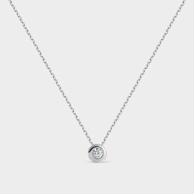 Silver bezel-set zirconia necklace