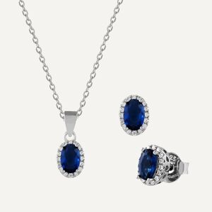 Collier et boucles d'oreilles sertis de zircons