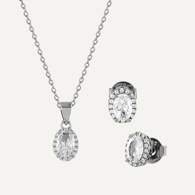 Oval necklace and earrings set