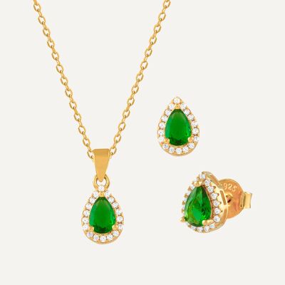 18k gold plated silver oval necklace and earrings set